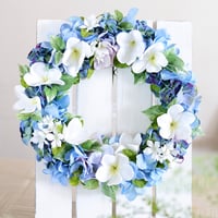 青の三日月リース アーティフィシャルフラワー 直径23㎝ ブルー