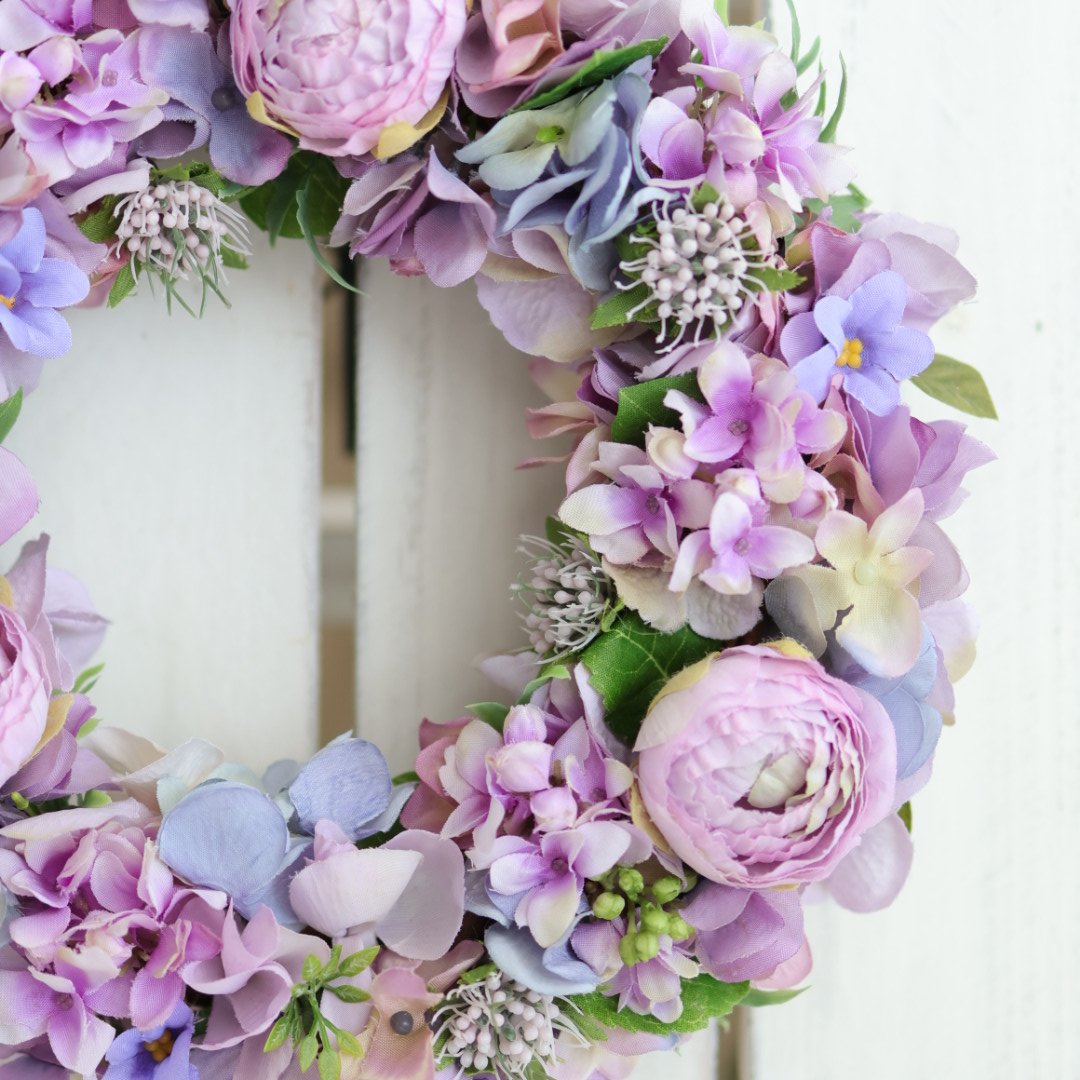 パープルリース アーティフィシャルフラワー 直径25㎝ パープル系