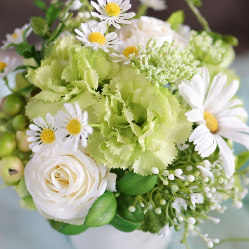 デイジーとローズの爽やかアレンジ アーティフィシャルフラワー 白