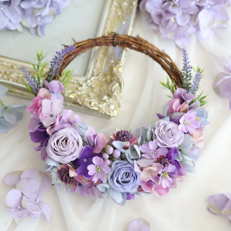 あじさい色のハーフリース アーティフィシャルフラワー 直径23