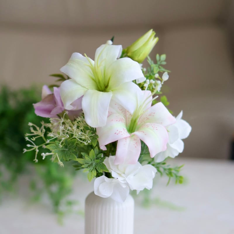 人気商品】クリスタルユリの花と花瓶-パープルコーティングクリスタル