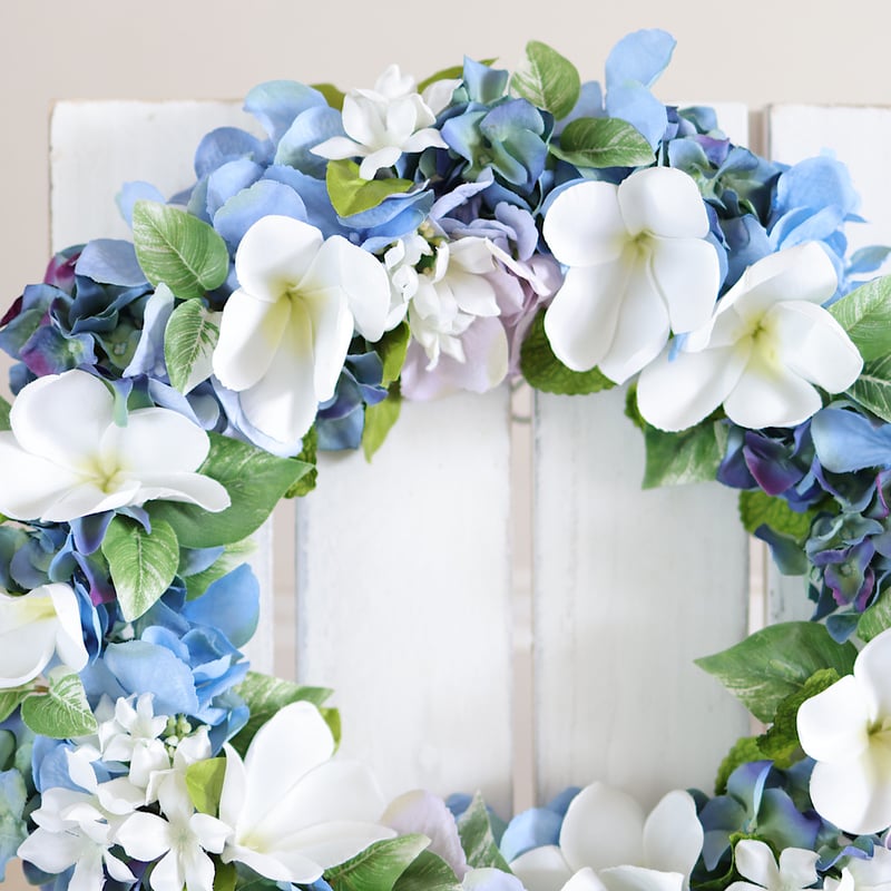 サマーリゾートリース アーティフィシャルフラワー 直径34㎝ ブルー系