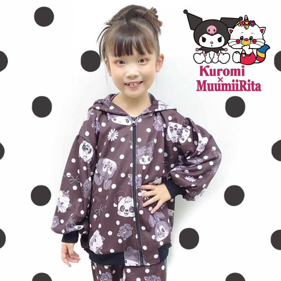 745010-1 いろいろ総柄パーカーJK(120cm/150cm) クロ | Muumii