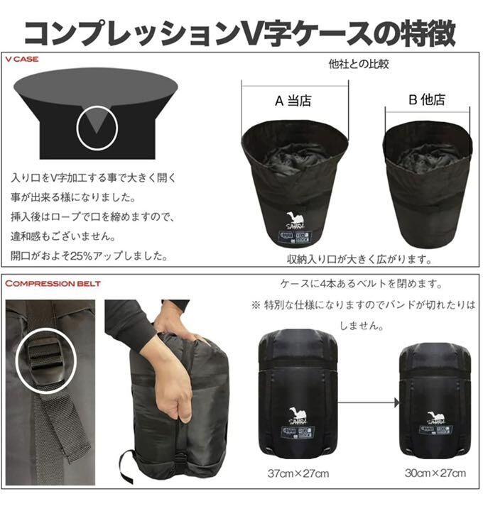 新品　SAHARA寝袋‐15℃人工ダウンブラックアウトドア用品　3個セット