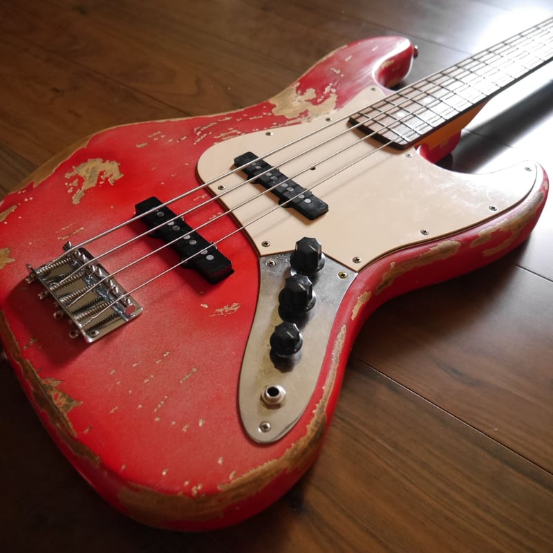 ハードレリック 50sジャズベースタイプ/アルニコV PU ×オイルコンデンサー Miyako Jazz bass type RED POP finish hard relic
