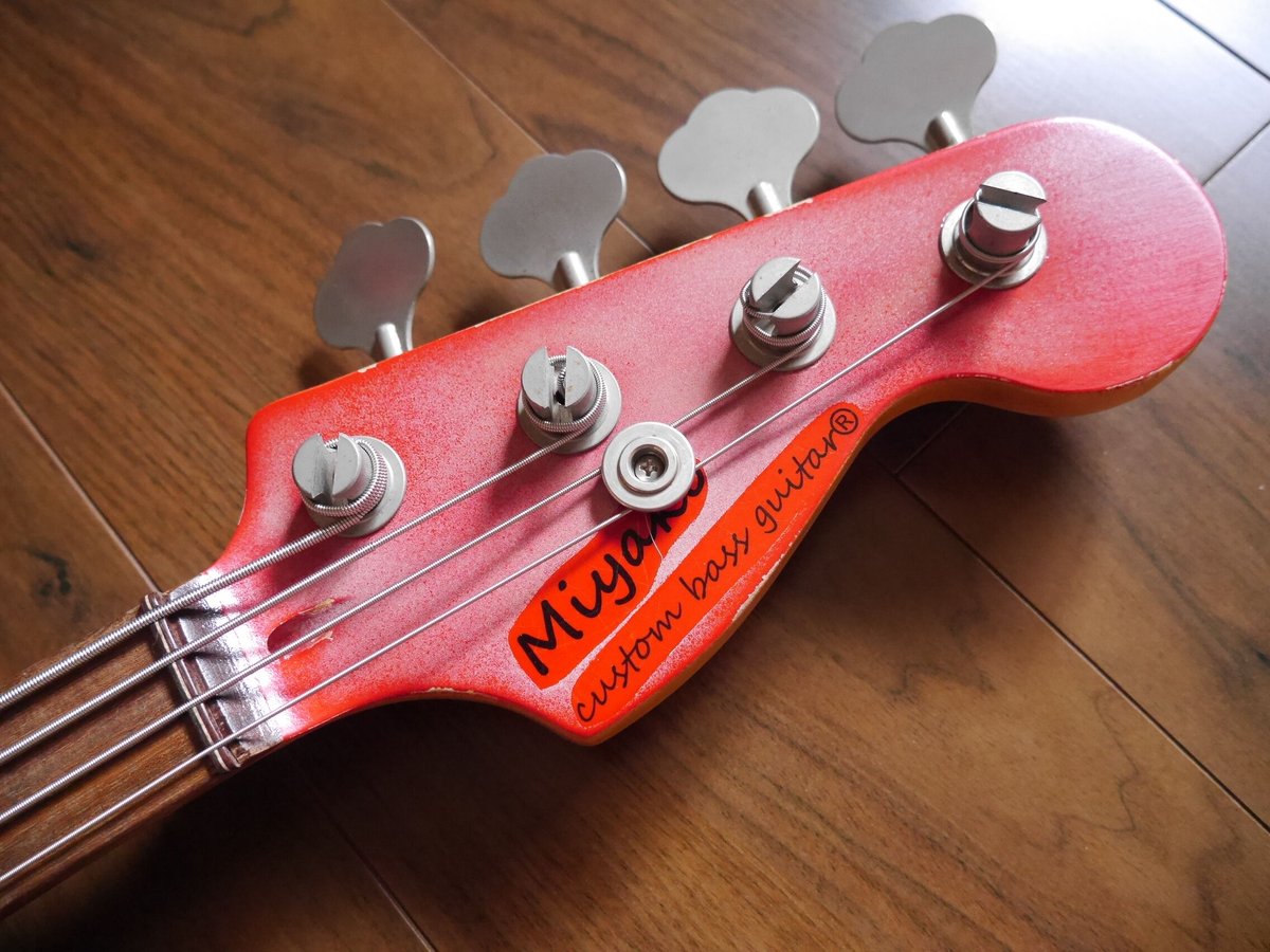 Miyako Jazz bass type RED POP finish hard relic