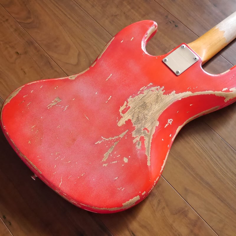 ハードレリック 50sジャズベースタイプ/アルニコV PU ×オイルコンデンサー Miyako Jazz bass type RED POP finish hard relic