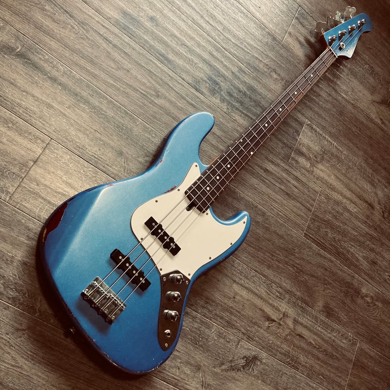 都 MJB-4R blue metallic | Miyako custom bass guitar
