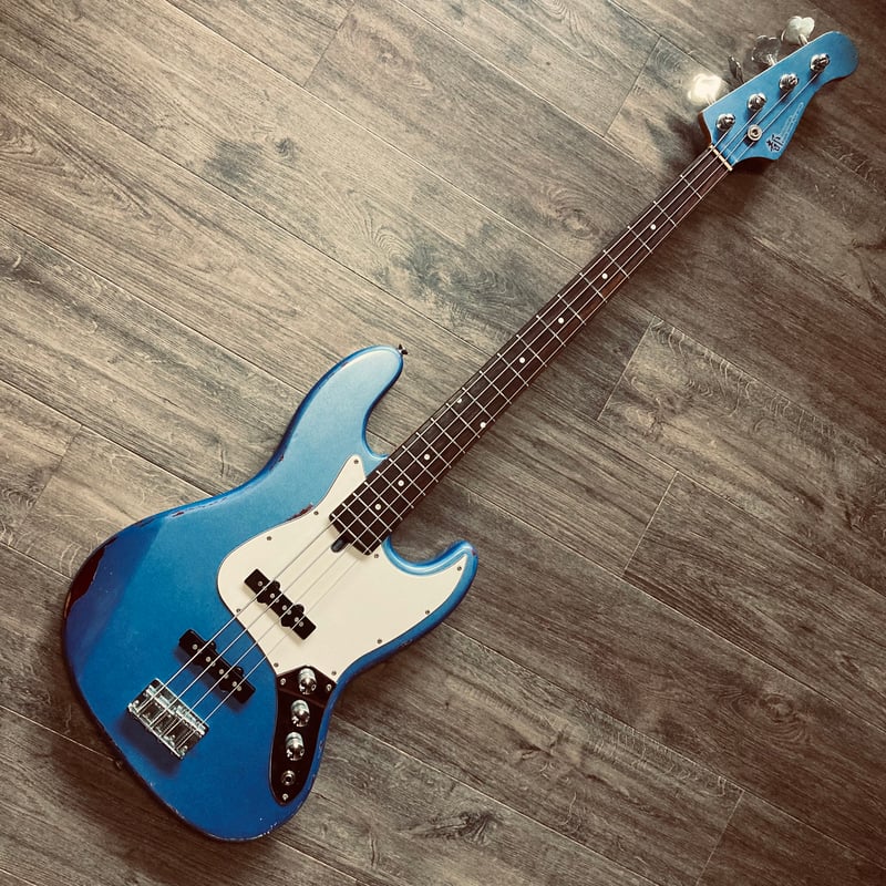 都 MJB-4R blue metallic | Miyako custom bass guitar