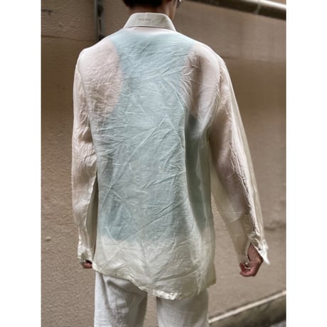 80s Design See-through Pullover Dress Shirt [19783]