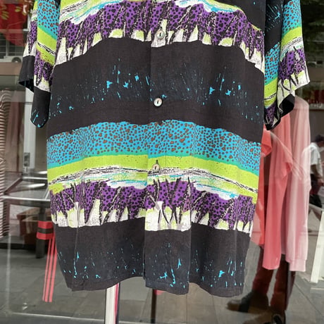 2F Pattern Border Rayon S/S Shirt［17626］