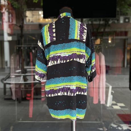 2F Pattern Border Rayon S/S Shirt［17626］