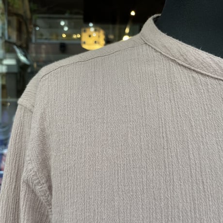 Cotton Crinkle Band-Collar Shirt［17527］
