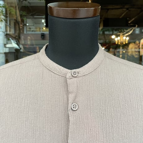 Cotton Crinkle Band-Collar Shirt［17527］