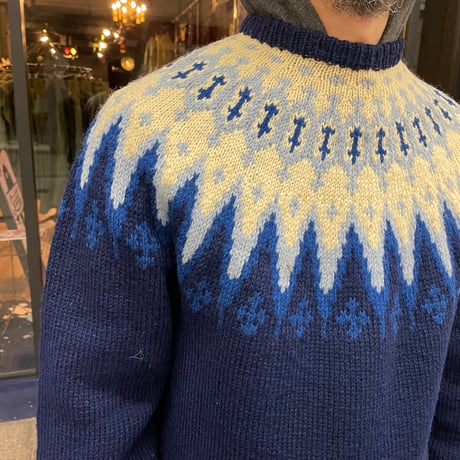 70s VIRGIN WOOL NORDIC KNIT [19700]