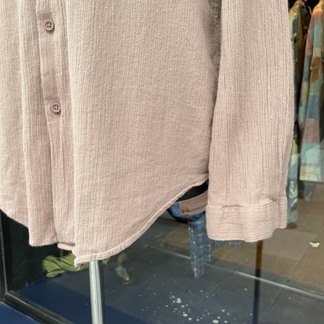 Cotton Crinkle Band-Collar Shirt［17527］