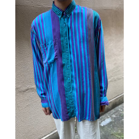 Design Stripe L/S Silk Shirt [19791]