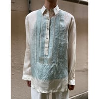 80s Design See-through Pullover Dress Shirt [19783]