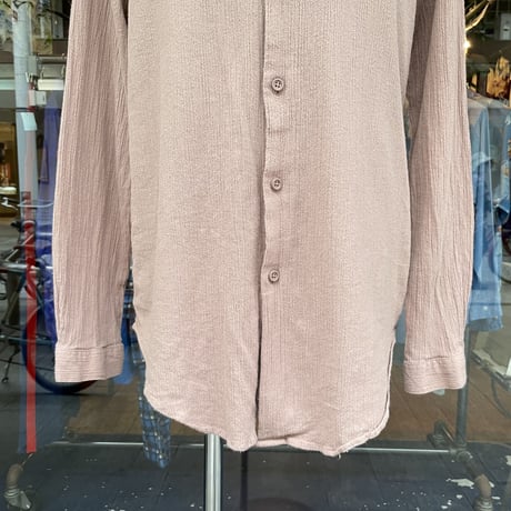 Cotton Crinkle Band-Collar Shirt［17527］