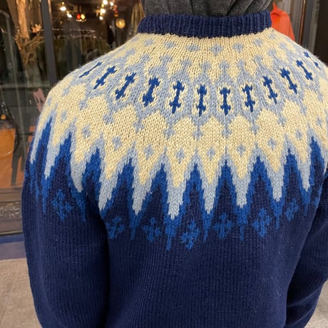 70s VIRGIN WOOL NORDIC KNIT [19700]