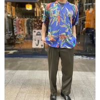 80s Alloverr Pattern S/S Rayon Shirt [19786]