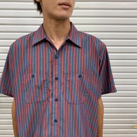 90s RED KAP STRIPE WORK SHIRT [19415]