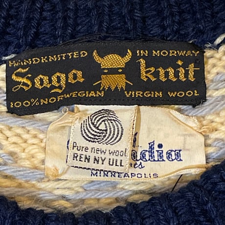 70s VIRGIN WOOL NORDIC KNIT [19700]