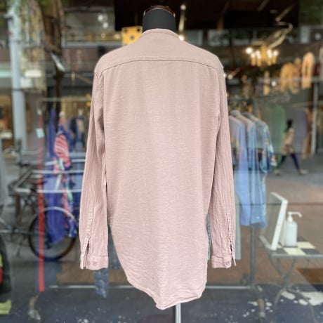 Cotton Crinkle Band-Collar Shirt［17527］