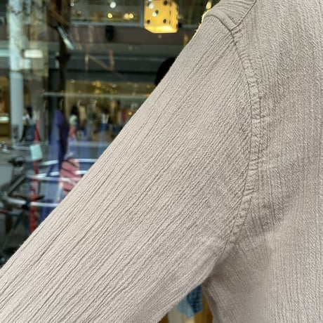 Cotton Crinkle Band-Collar Shirt［17527］
