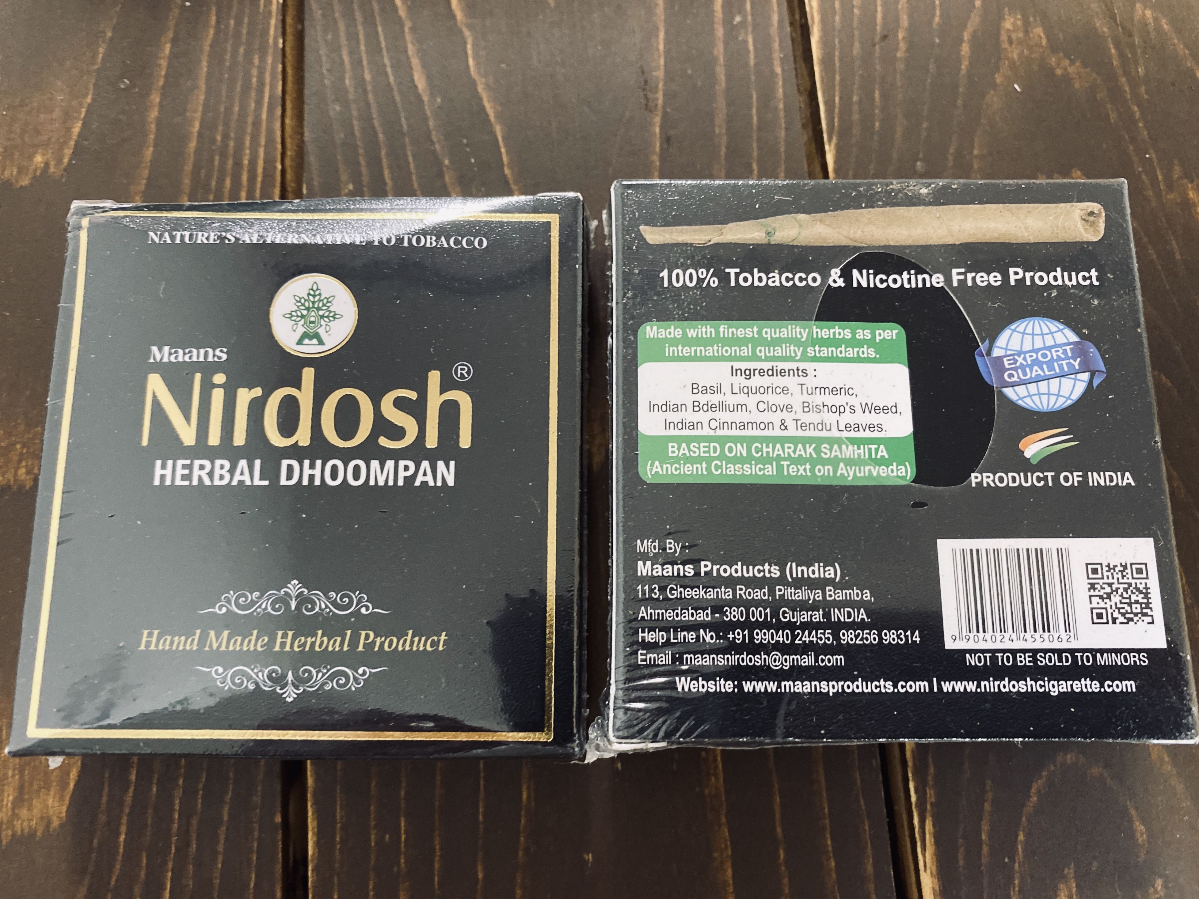 Nirdosh（ニルドーシュ）Herbal Dhoompan 20本入り フィルターなし |