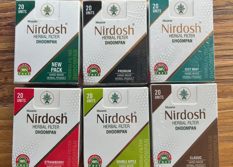 ニルドーシュ　Nirdosh ハーブフィルター 6種セット 20個入り 6箱set】Nirdosh Herbal Filter Dhoompan 新パッケージ全種s
