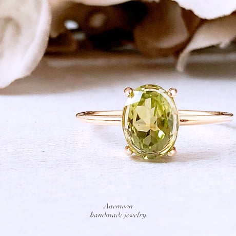 宝石質ペリドット14kgf製ネックレス 約40cm 8×6mm 8月誕生石 Peridot necklace