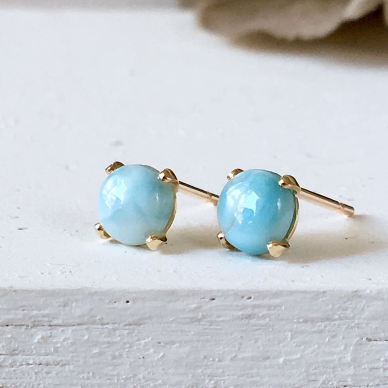 天然石ラリマーの14kgfピアス 両耳ペア 約5mm天然石 | Anemoon handma