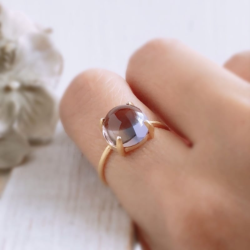 希少ボリビア産アメトリンAAA・:*大粒3.5ct カボションリング】18KGP