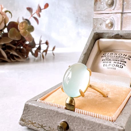 【艶と透明感を愉しむ･:*シーブルーカルセドニーのオーバルリング】AAA上質天然石・シルバー925 18KGP仕上げ 14×10mm 9〜17号