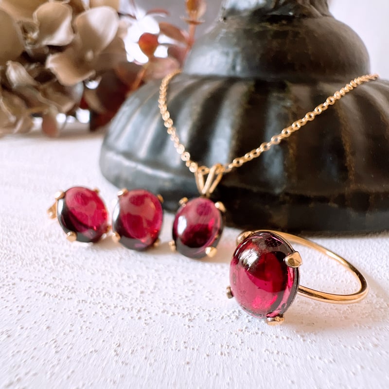 天然石ガーネット14kgf リング 7/9号/11号/13号 10×8mm | Anemoon