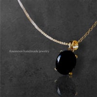 【天然石ブラックオニキス10×8mm 14kgf製ネックレス】約40cm