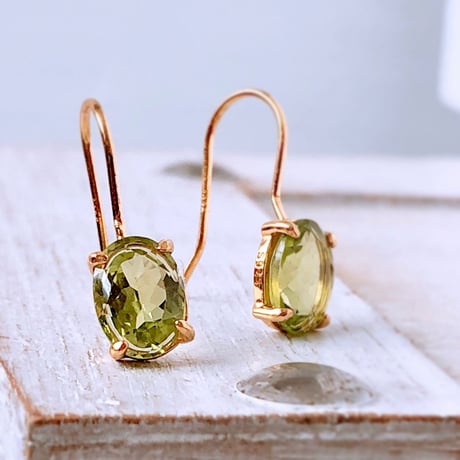 宝石質ペリドット14kgf製ネックレス 約40cm 8×6mm 8月誕生石 Peridot necklace