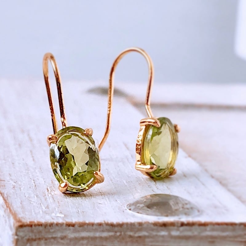 宝石質ペリドット14kgf製ネックレス 約40cm 8×6mm 8月誕生石 Peridot n
