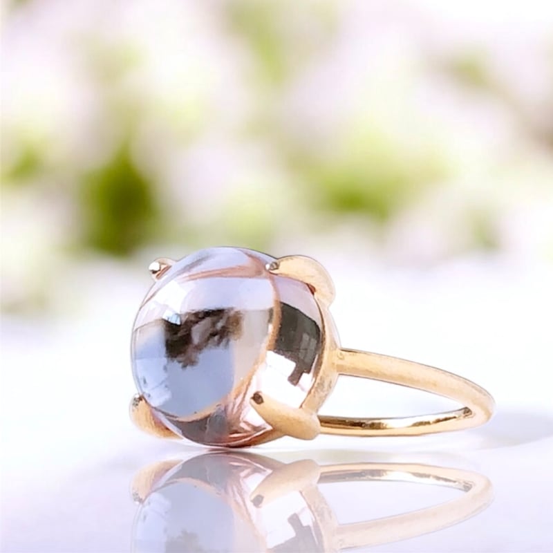 希少ボリビア産アメトリンAAA・:*大粒3.5ct カボションリング】18KGP