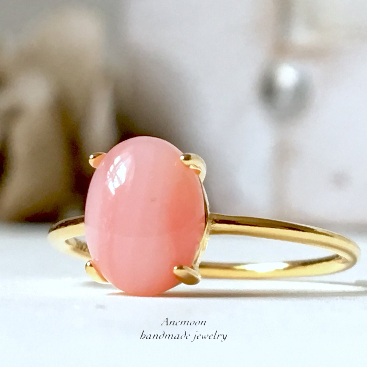 天然石ピンクオパール18kgpフックピアス 10月誕生石 Pink Opal 天然石ピンクオパール18kgpフックピアス 10月誕生石 Pink Opal