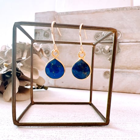 アフガニスタン産ラピスラズリpierce/earring 12月誕生石 約9×9mm lapis lazuli