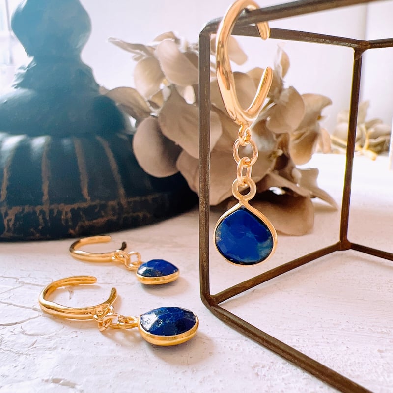 アフガニスタン産ラピスラズリイヤーカフ 12月誕生石 約9×9mm lapis