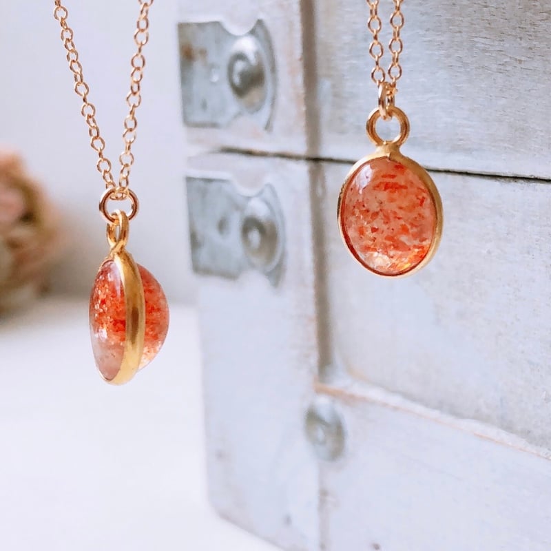 オレンジオーバルネックレス 天然石インド産カーネリアンAAA 14kgf製ネックレス】10×8mm約40cm 7月