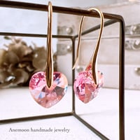 LightRose heart-shaped earrings ライトローズシマー ハートフックゴールドピアス