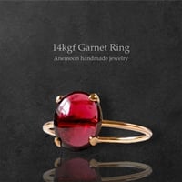 【深紅の輝き ガーネットの大粒オーバルリング】― 1月誕生石・14kgf ―7/9/11/13号