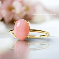 【淡く艶めく･:*天然石ピンクオパール リング】10月誕生石｜silver925 18kgp 7号/9号/11号/13号/15号  Pink Opal ring