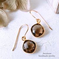 天然石ピンクオパール18kgpフックピアス 10月誕生石 Pink Opal