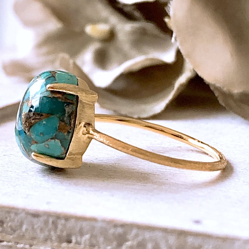 鮮やかブルーが映える ブルーコッパーターコイズの天然石リング