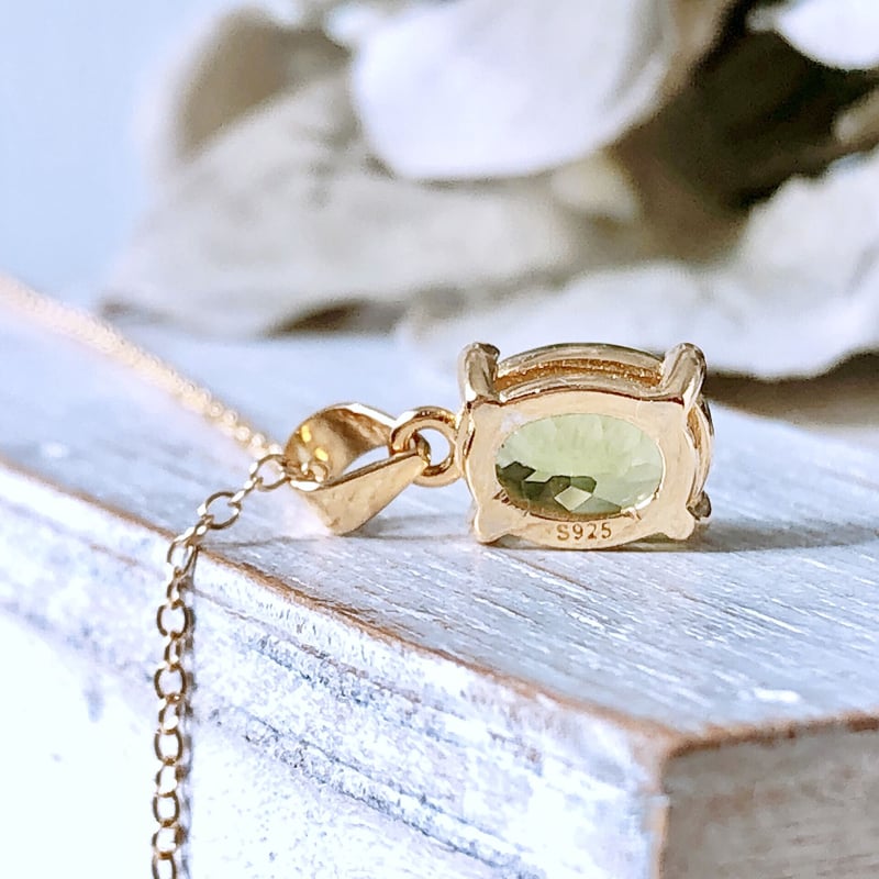 宝石質ペリドット14kgf製ネックレス 約40cm 8×6mm 8月誕生石 Peridot n